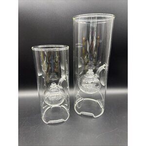 Vintage Wolford Glass Oil Lamp 12" and 9" Hand Blown Set Of 2